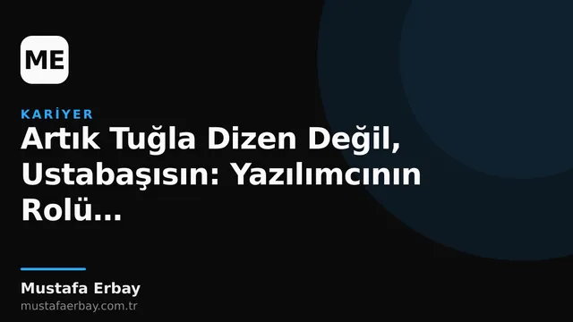 Bir yazılımcının şef şapkası takarak inşaat alanında tuğlalar yerine planları incelemesi