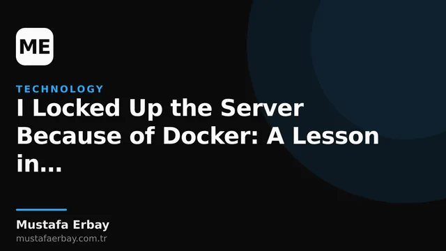 An abstract representation of a server locked up due to Docker containers, with terminal screens and error messages in the background.