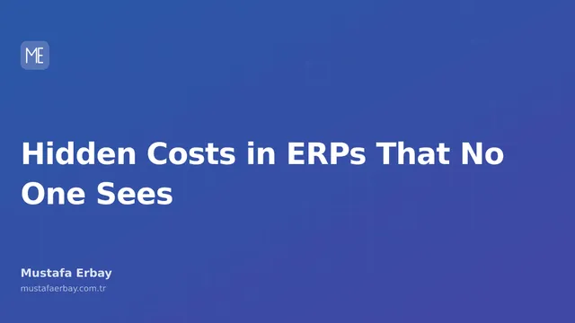 An image depicting the hidden costs of an ERP project resembling an iceberg. The small part above the water represents visible costs, while the large part below the water symbolizes unseen costs.