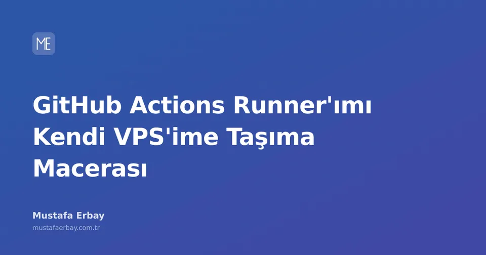 Bir sunucu rack'i üzerinde çalışan GitHub Actions logosu, self-hosted runner konseptini simgeliyor.