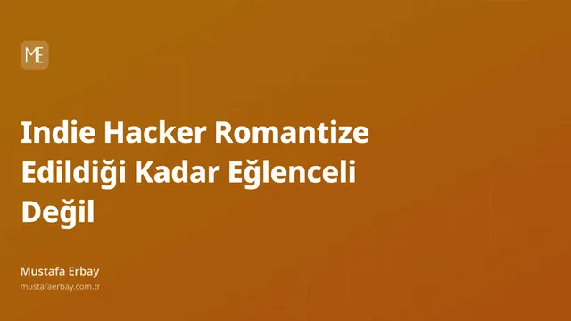 Bir bilgisayar başında yorgun görünen indie hacker, arka planda karmaşık kodlar ve sunucu grafikleri.