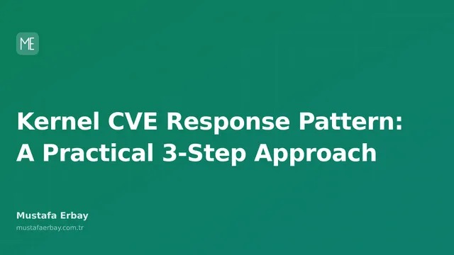 The title of the Kernel CVE Response Pattern article and an infographic showing 3 steps.