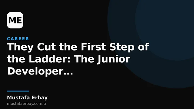 A ladder extending upwards with its first steps cut off and missing, symbolizing the difficulty for a young developer to find their way in the industry.