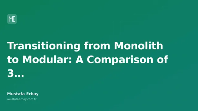 An illustration showing a monolithic structure slowly breaking down into smaller, independent modules.