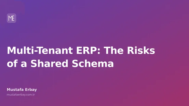 A diagram showing risk indicators on an ERP database schema and the difference between a shared schema and an isolated schema.