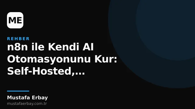 Bir bilgisayar ekranında n8n arayüzü ve yapay zeka sembolleri, self-hosted AI otomasyonunu temsil ediyor.