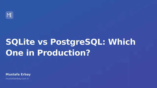 A technical diagram featuring SQLite and PostgreSQL logos side by side, including performance metrics charts