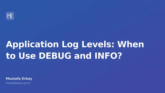 Application log levels: An analysis shown with DEBUG and INFO symbols.
