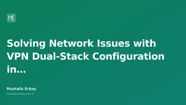 VPN Dual-Stack Configuration: Network connection diagram and code lines on a computer screen.