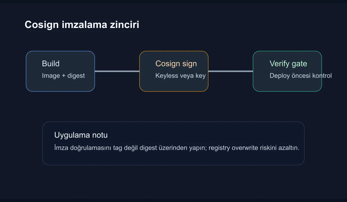Diagram illustrating the Cosign signing and verification flow