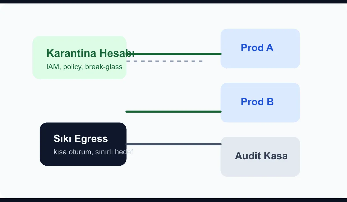 Technical diagram showing a cloud architecture that separates the management account, production accounts, and the security audit layer