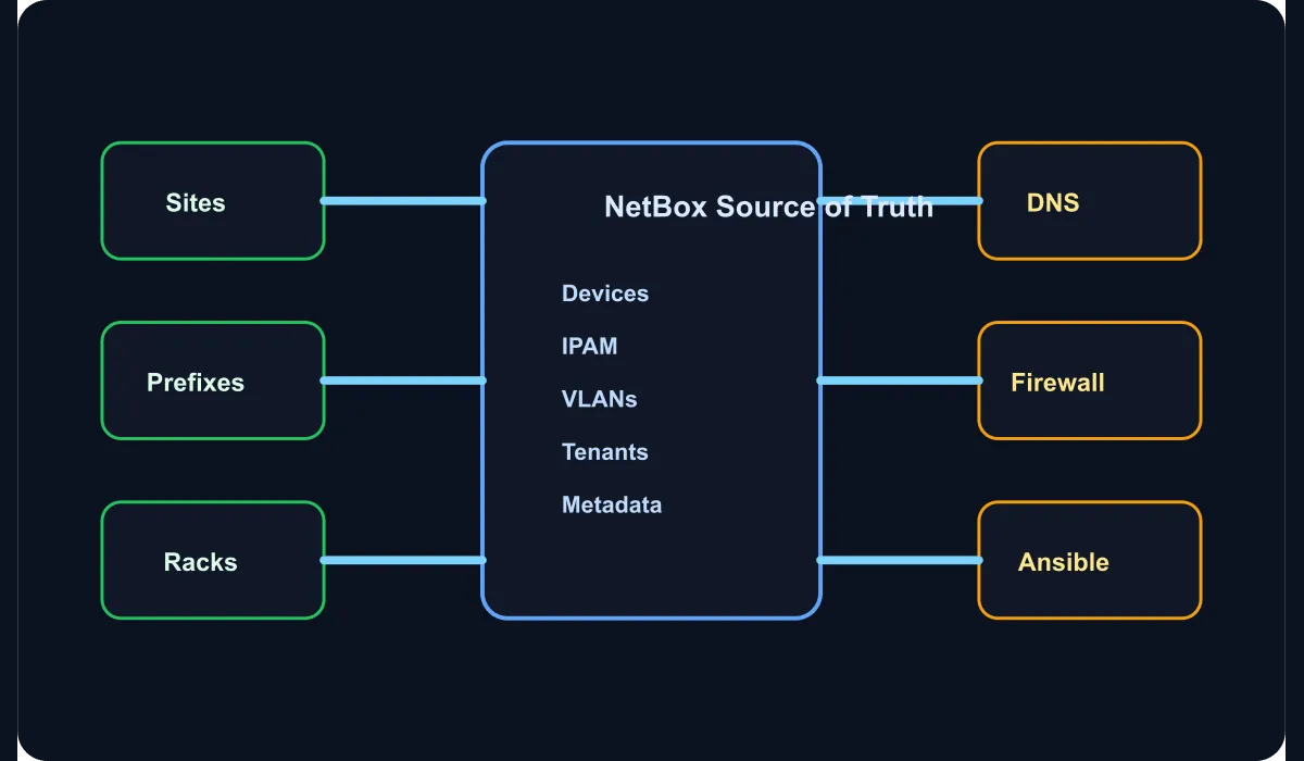 Technical diagram showing the IPAM and inventory automation pipeline