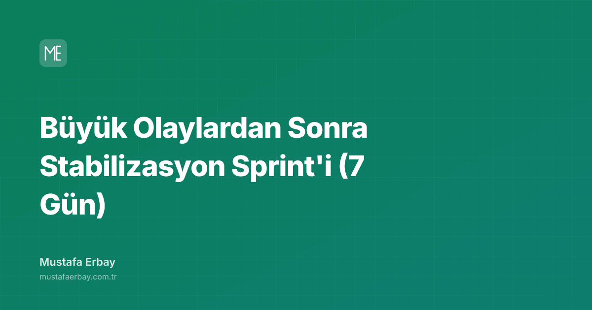 Büyük Olaylardan Sonra Stabilizasyon Sprint'i (7 Gün) — kapak görseli