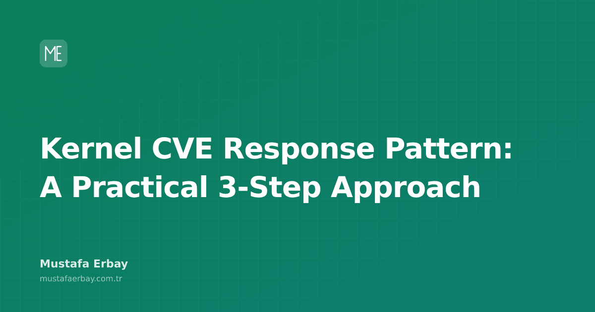 The title of the Kernel CVE Response Pattern article and an infographic showing 3 steps.