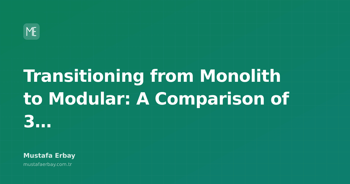 An illustration showing a monolithic structure slowly breaking down into smaller, independent modules.