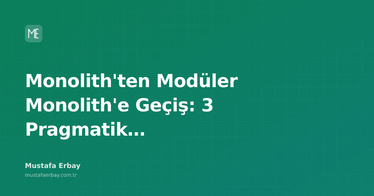 Büyük bir monolith yapının modüler parçalara ayrılmış halini gösteren şematik bir çizim.
