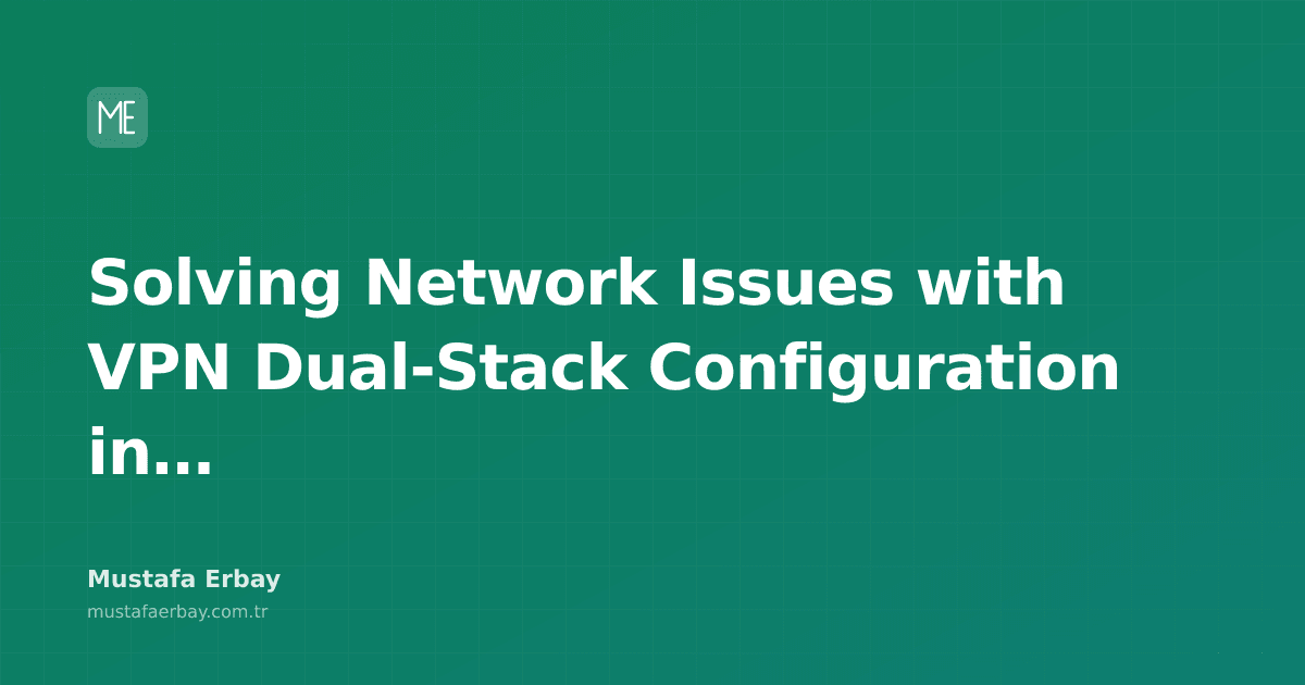 VPN Dual-Stack Configuration: Network connection diagram and code lines on a computer screen.