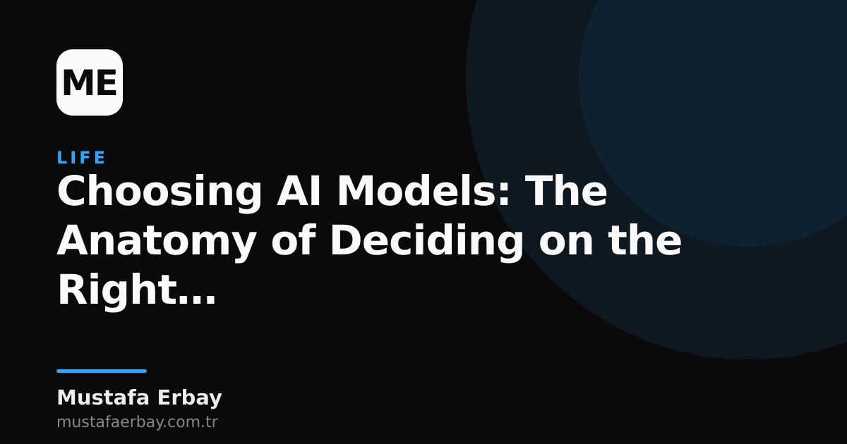 Abstract spheres of different sizes and colors representing multiple AI models rest on a table, surrounded by arrows symbolizing a decision.