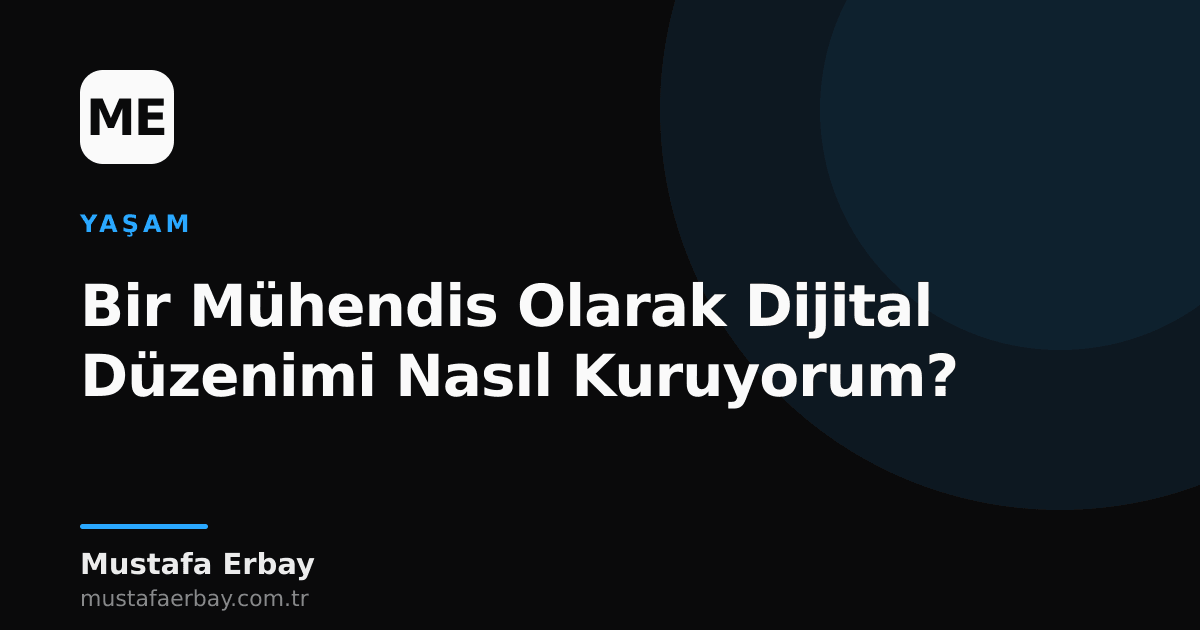 Bir mühendisin düzenli dijital çalışma alanını gösteren soyut bir görsel: simgeler, klasörler ve notlar arasında netlik