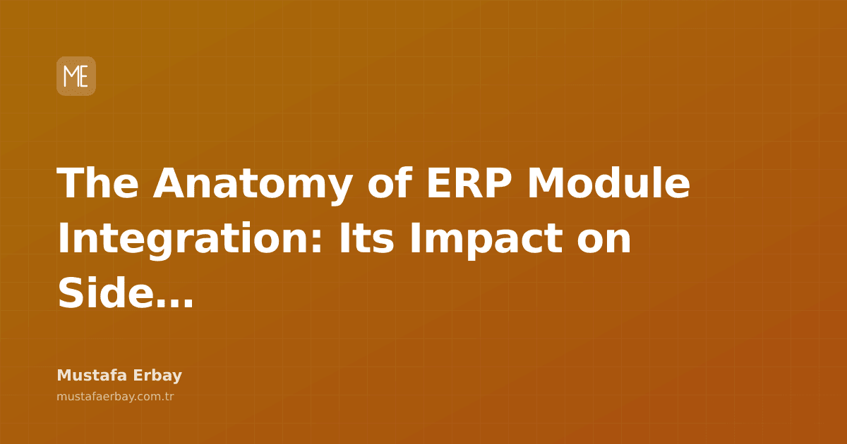 A diagram showing an ERP system with different modules integrated with each other.