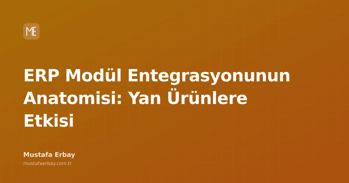 Farklı modüllerin birbirine entegre olduğu bir ERP sistemini gösteren diyagram.