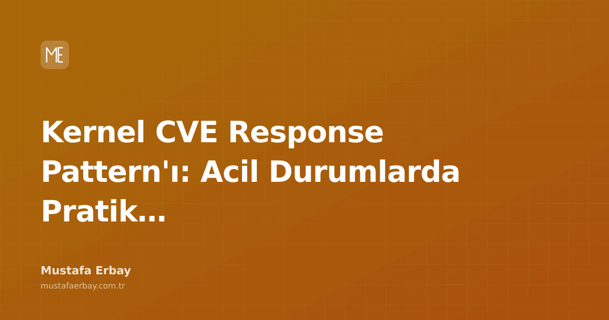 Kernel CVE yanıt stratejilerini gösteren bir görsel, acil durum yönetimi ve risk göstergeleri temalı.
