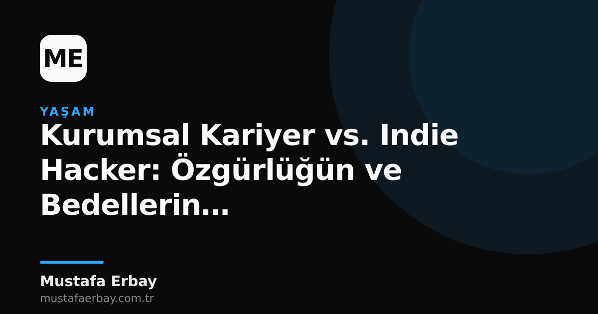 Bir yanda kurumsal ofis binası, diğer yanda tek başına çalışan bir geliştirici. İki farklı kariyer yolunu simgeliyor.