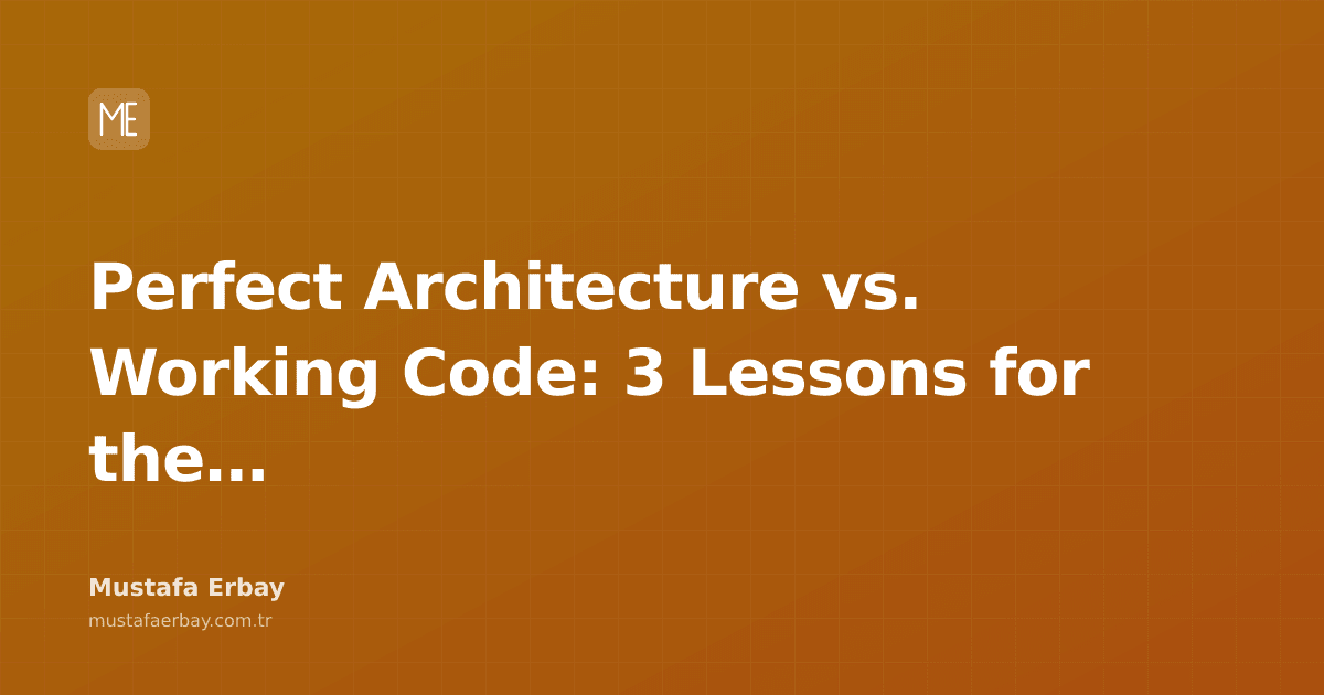 Abstract diagram comparing perfect architecture vs. working code