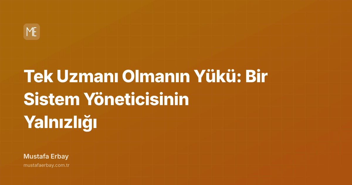 Tek Uzmanı Olmanın Yükü: Bir Sistem Yöneticisinin Yalnızlığı — kapak görseli