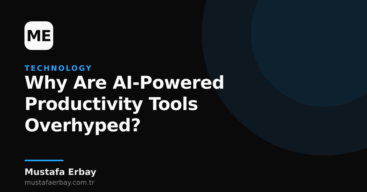 A graphic questioning the exaggerated expectations of AI technology in productivity tools.