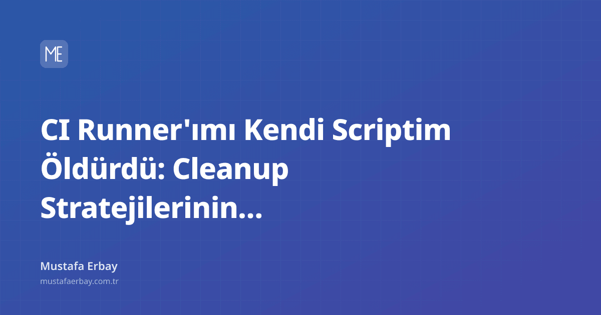 Bir CI/CD runner'ının kararan ekranı ve üzerinde 'self-inflicted' yazan bir uyarı işareti