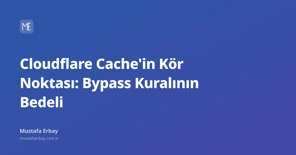 Bir bulut üzerinde, Cloudflare logosunun cache bypass kurallarıyla delinmiş gibi durduğu, ağ ve performans sorunlarını simgeleyen soyut bir görsel.