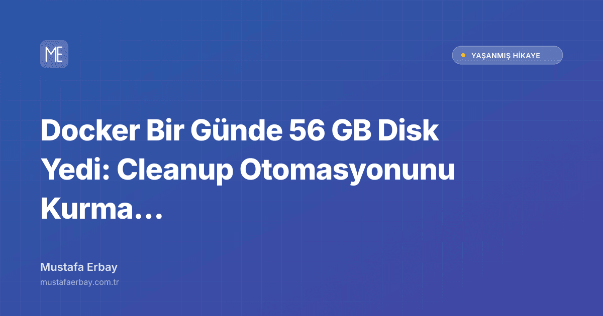 Docker Bir Günde 56 GB Disk Yedi: Cleanup Otomasyonunu Kurma Hikayesi — yaşanmış hikaye kapak görseli