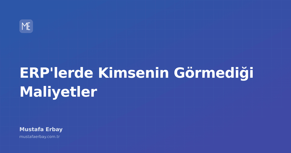 Bir ERP projesinin buzdağını andıran gizli maliyetlerini gösteren görsel. Su üstündeki küçük kısım görünen maliyetleri, su altındaki büyük kısım ise görünmeyen maliyetleri simgeliyor.
