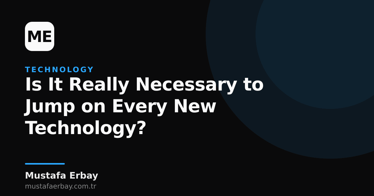 A chart showing the rapid rise and fall of a technology, arrows, and the silhouette of a hesitant tech expert.