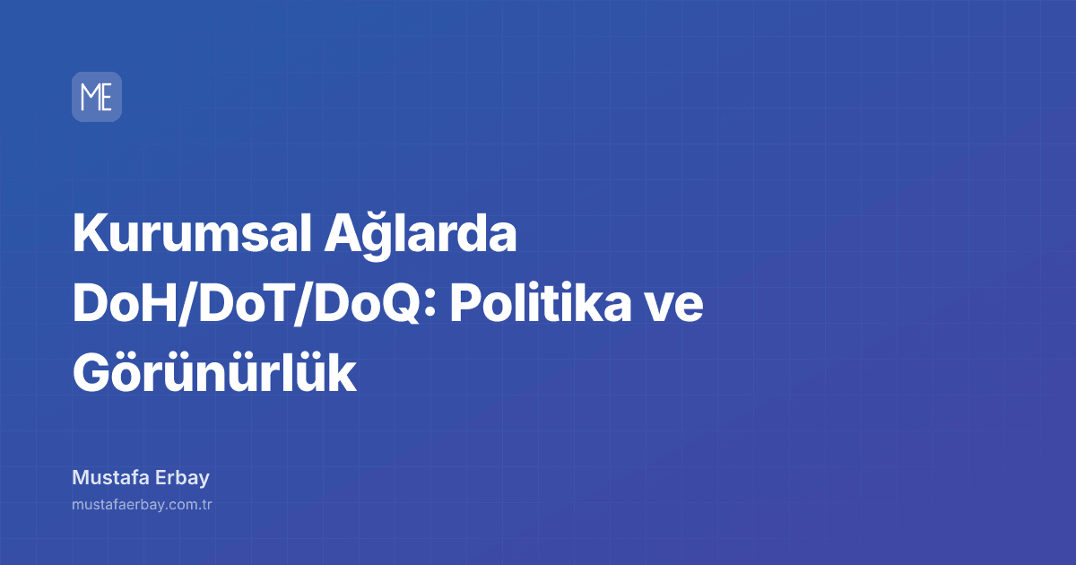 Kurumsal Ağlarda DoH/DoT/DoQ: Politika ve Görünürlük — kapak görseli