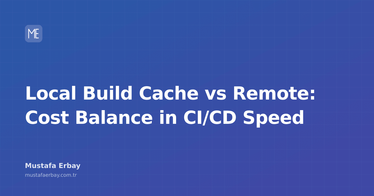 An illustration of a CI/CD pipeline flow diagram showing local and remote build cache options.