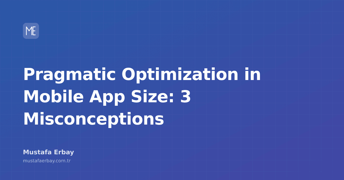 Graphics and code snippets symbolizing app size optimization on a smartphone screen