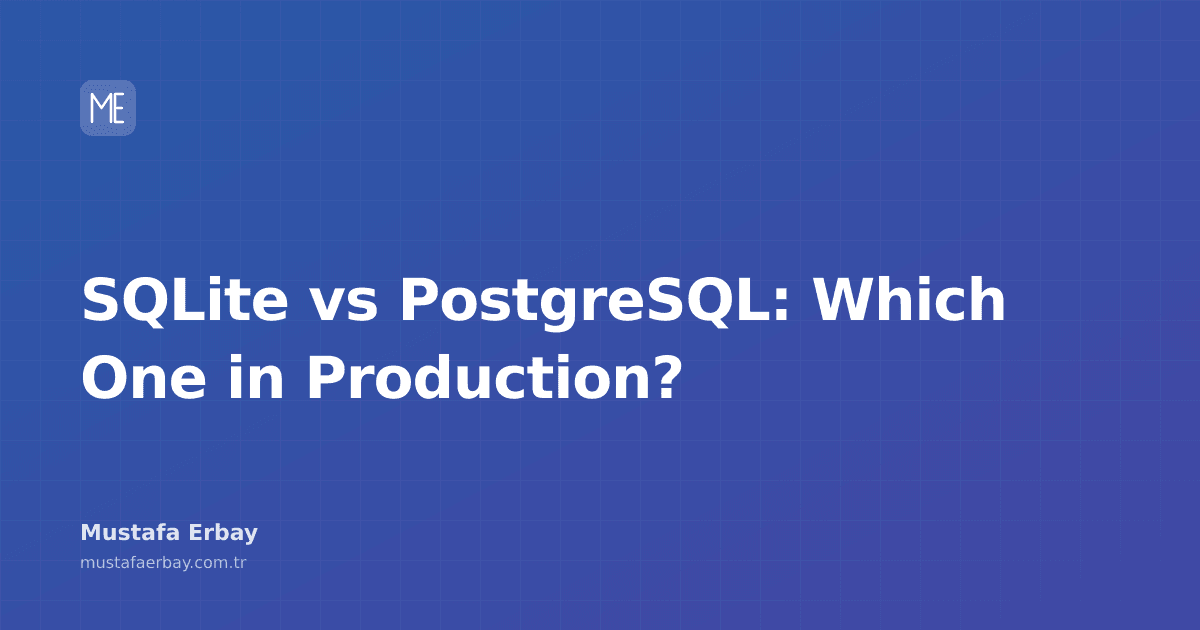 A technical diagram featuring SQLite and PostgreSQL logos side by side, including performance metrics charts