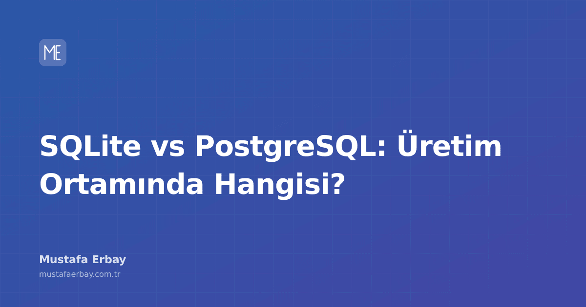 SQLite ve PostgreSQL logolarının yan yana durduğu, performans metrikleri grafiklerini içeren teknik şema
