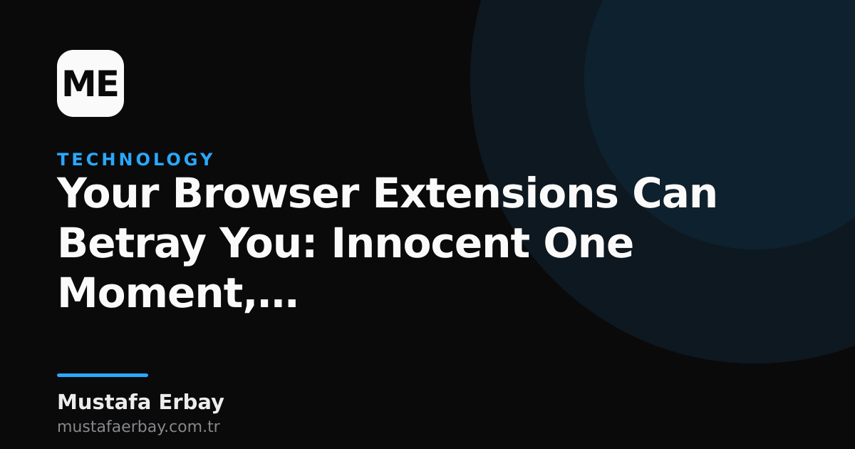An internet browser screen in dark mode with abstract shapes symbolizing cyber threats in the background, illustrating potential security risks associated with browser extensions.