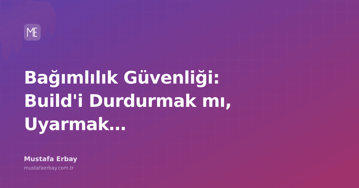 Yazılım bağımlılıklarını tarayan ve build sürecini durduran veya uyarı veren bir CI/CD pipeline görseli.