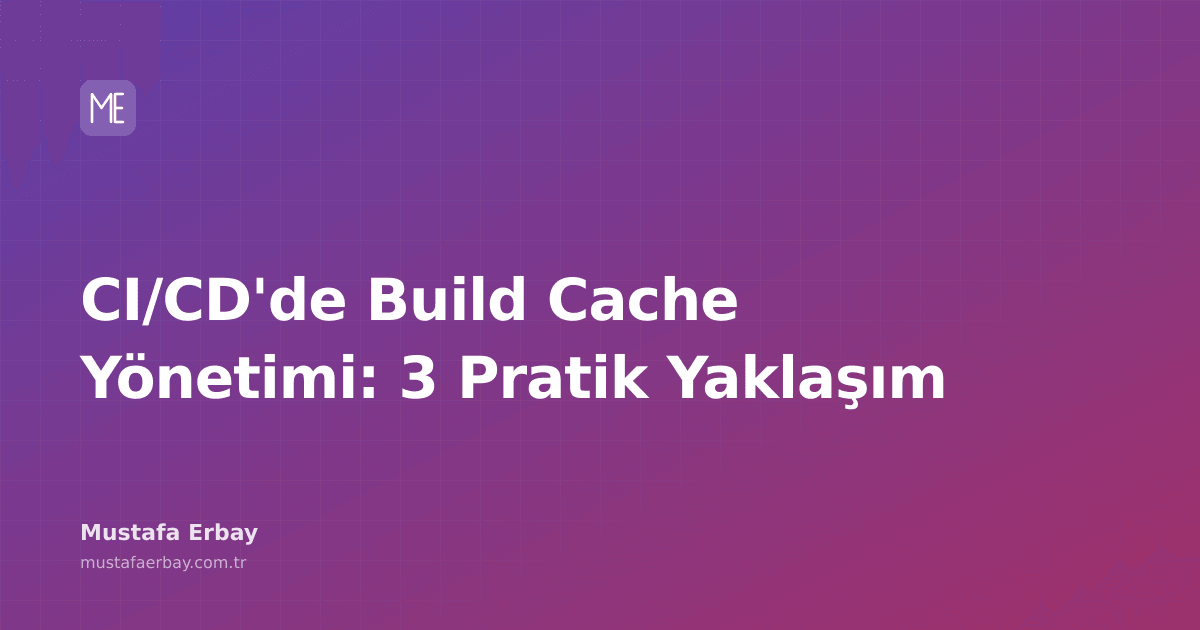 CI/CD pipeline'da build cache yönetimini gösteren soyut bir grafik