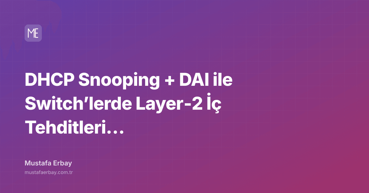 DHCP Snooping + DAI ile Switch’lerde Layer‑2 İç Tehditleri Azaltma — kapak görseli