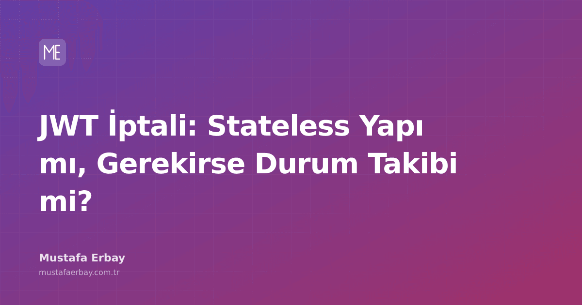 JWT token'ın soyut bir temsili, bir tarafında kilit simgesi, diğer tarafında iptal listesini simgeleyen bir X işareti, arka planda network bağlantıları