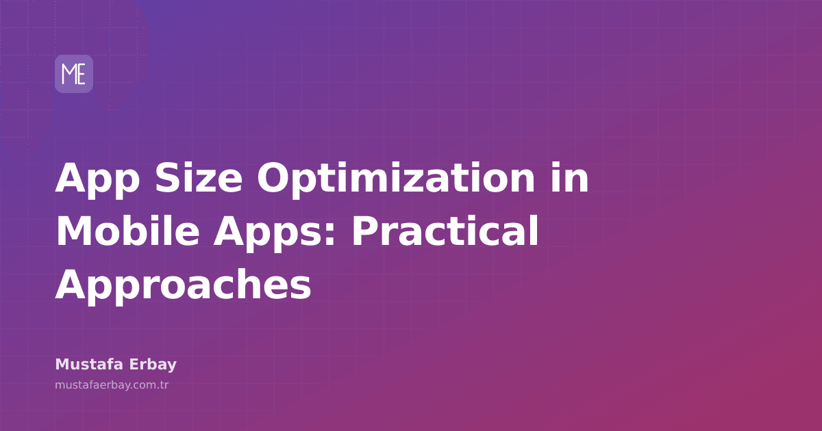 An abstract visual illustrating various tools and strategies used to optimize mobile app size.