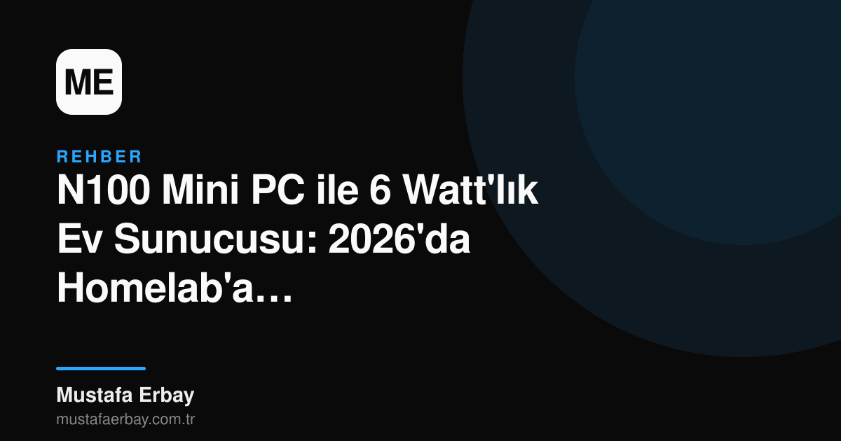 Intel N100 işlemcili gri renkli bir mini PC'nin yanında yeşil bir anakart ve bir USB bellek ile 6W güç tüketimi ibaresi.