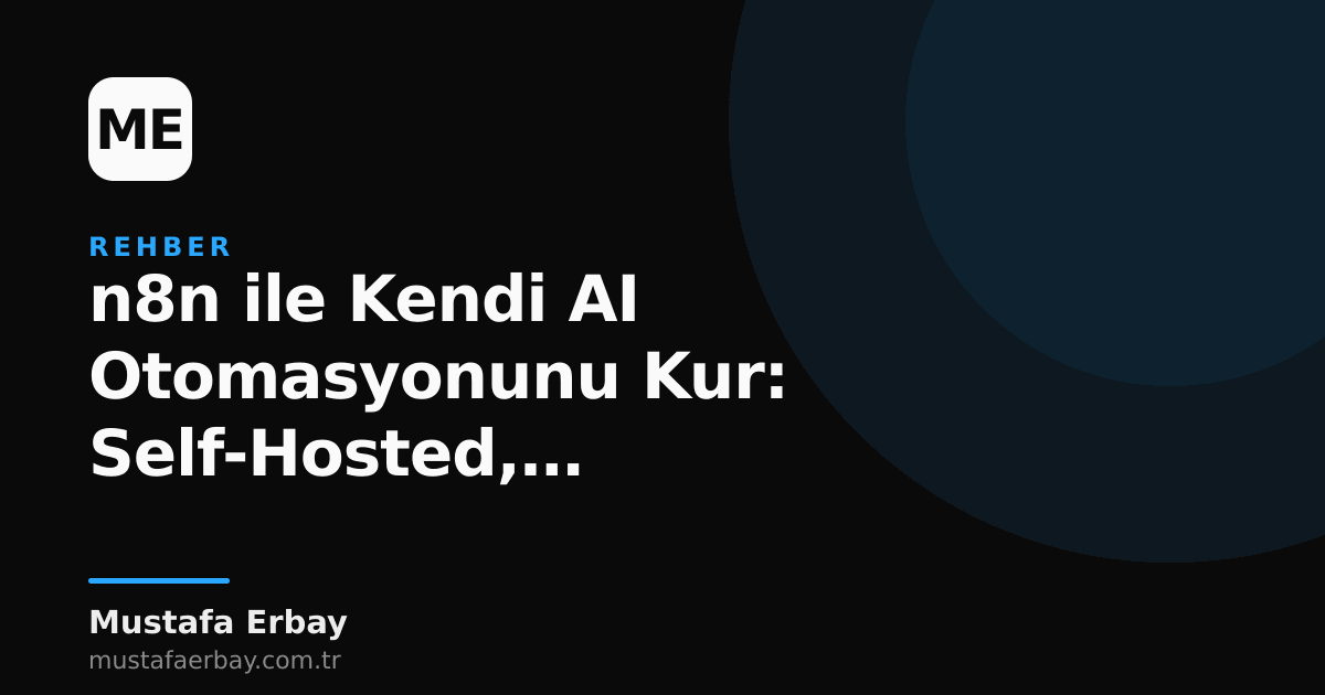 Bir bilgisayar ekranında n8n arayüzü ve yapay zeka sembolleri, self-hosted AI otomasyonunu temsil ediyor.