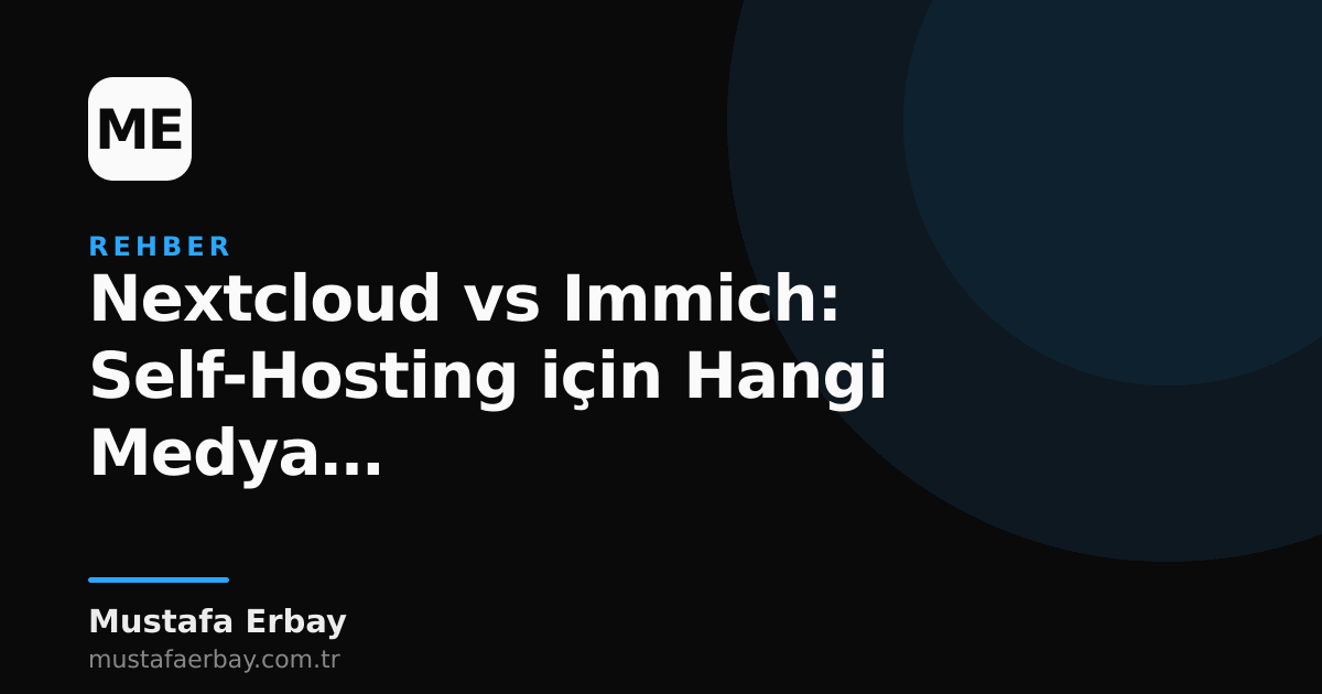 Nextcloud ve Immich logolarını karşılaştıran self-hosting medya sunucusu ikonları