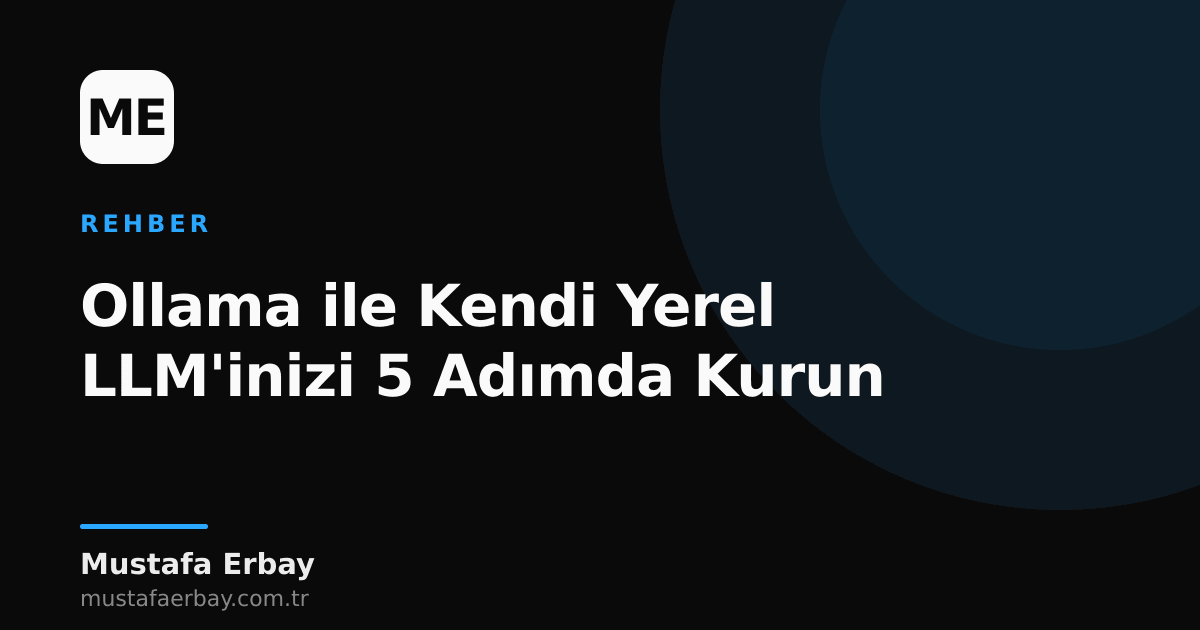 Bir bilgisayar sunucusunda çalışan Ollama logosu ve yerel LLM modellerini gösteren bir grafik.